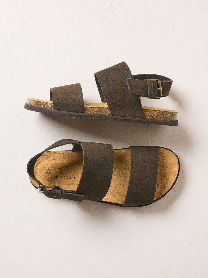 Leather Double Strap Sandals With Backstrap