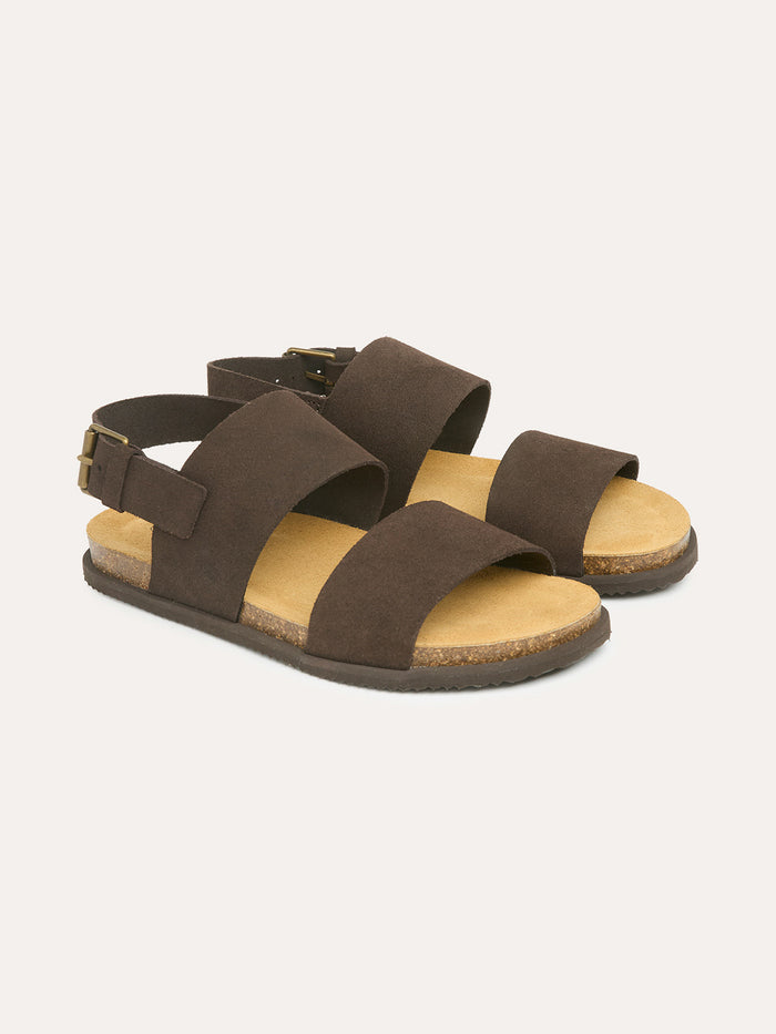 Leather Double Strap Sandals With Backstrap