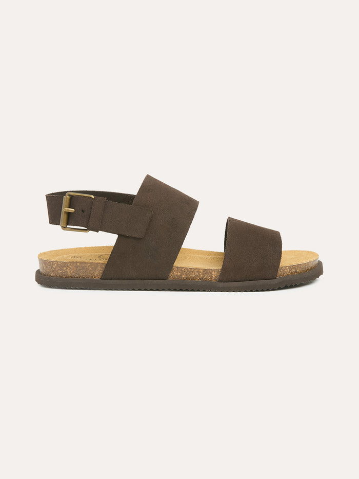 Leather Double Strap Sandals With Backstrap