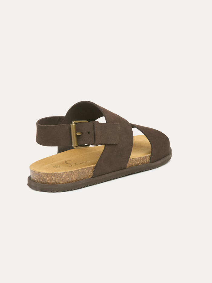 Leather Double Strap Sandals With Backstrap