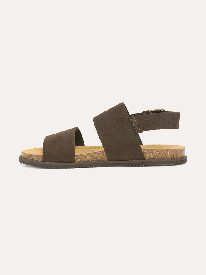 Leather Double Strap Sandals With Backstrap