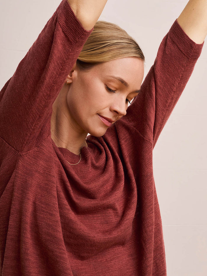 Linen Blend Crew Neck Top