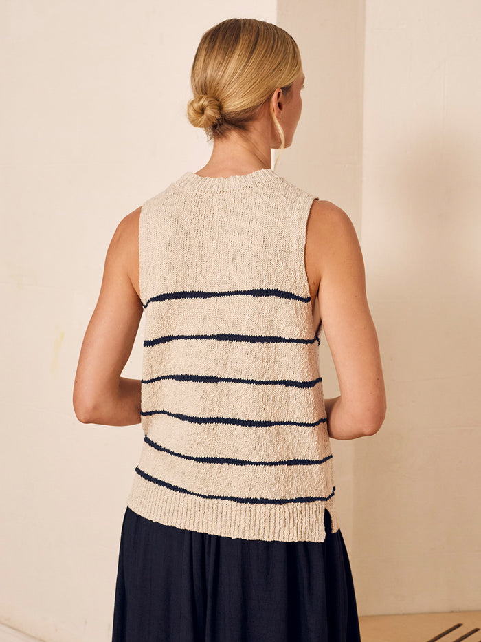 Linen Blend Drop Stitch Vest Top