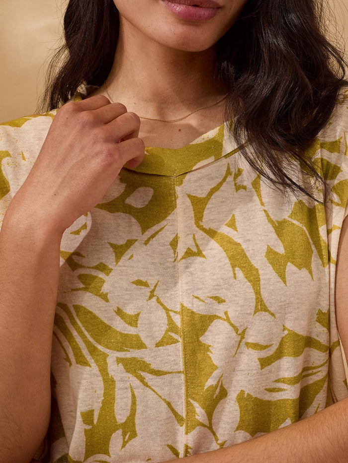Linen Blend Folded Collar Top