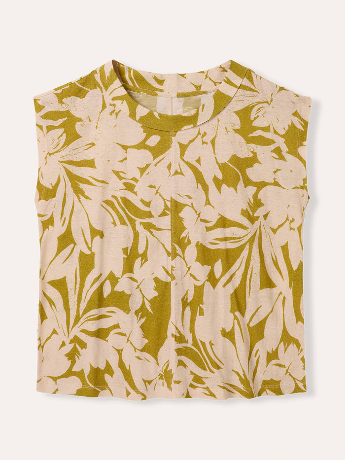 Linen Blend Folded Collar Top