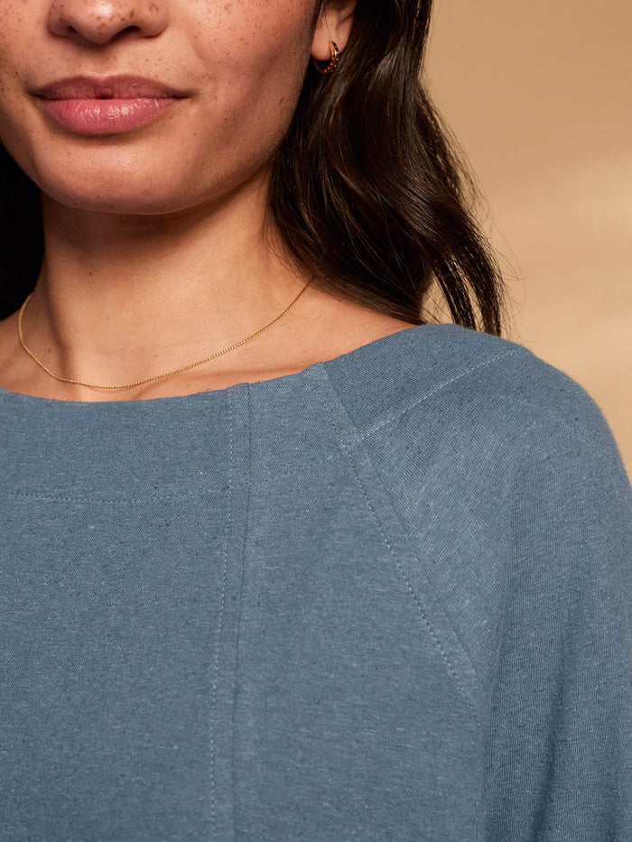 Linen Blend Half Sleeve Swing Top