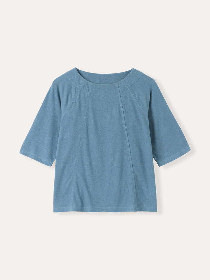 Linen Blend Half Sleeve Swing Top