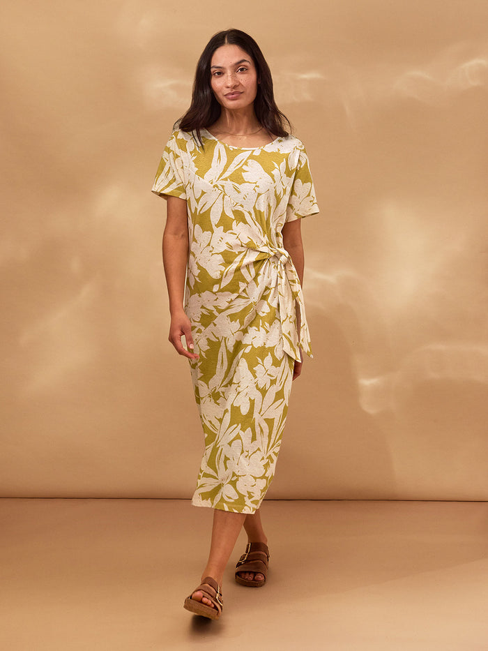 Linen Blend Knot Detail Dress