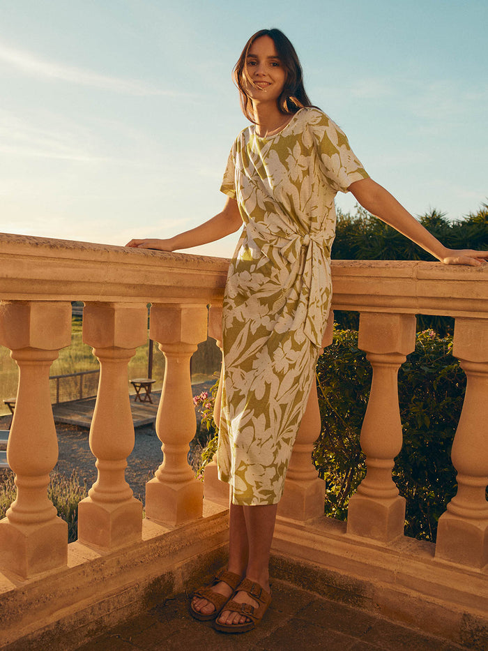 Linen Blend Knot Detail Dress