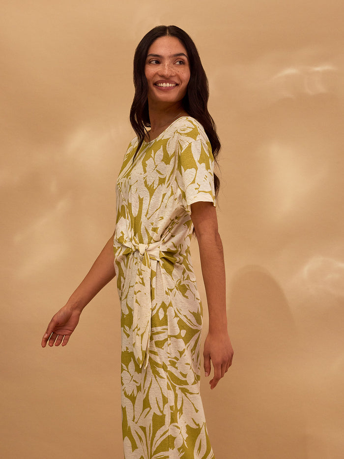 Linen Blend Knot Detail Dress