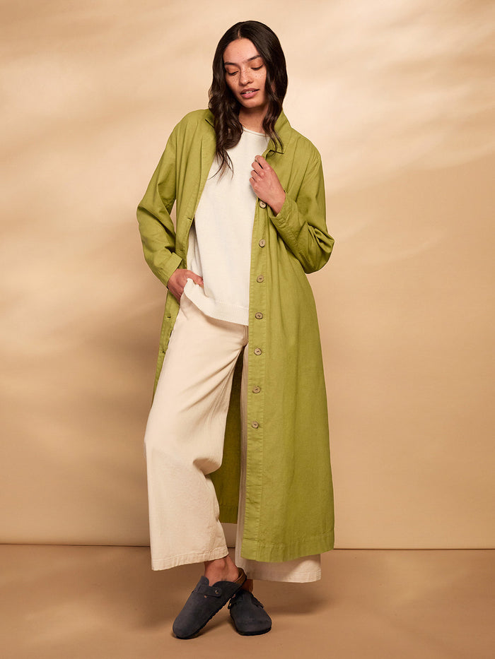 Linen Blend Longline Overshirt Dress