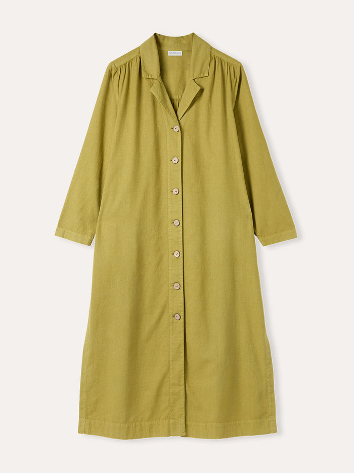 Linen Blend Longline Overshirt Dress
