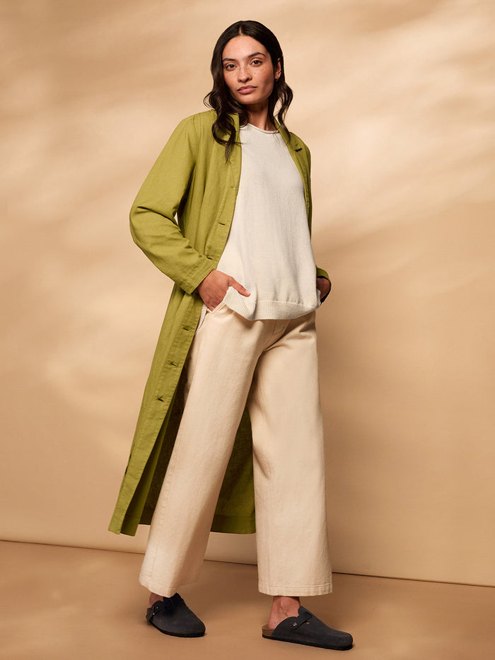 Linen Blend Longline Overshirt Dress