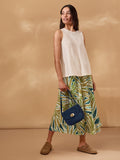 Linen Blend Palm Print Culottes