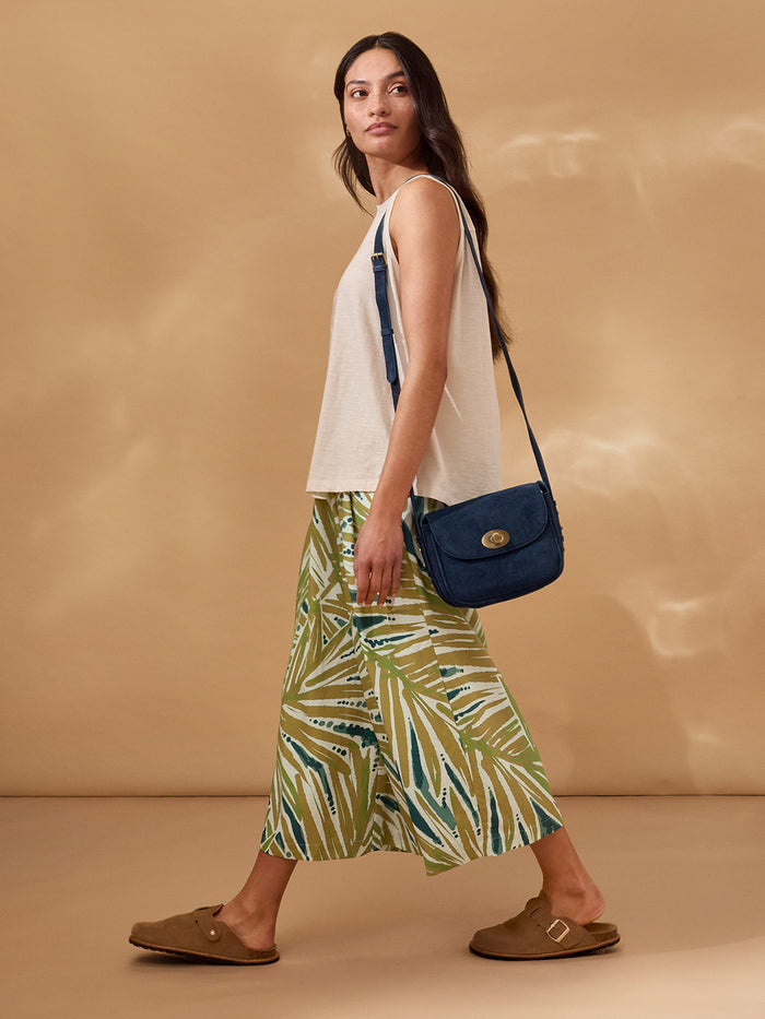 Linen Blend Palm Print Culottes