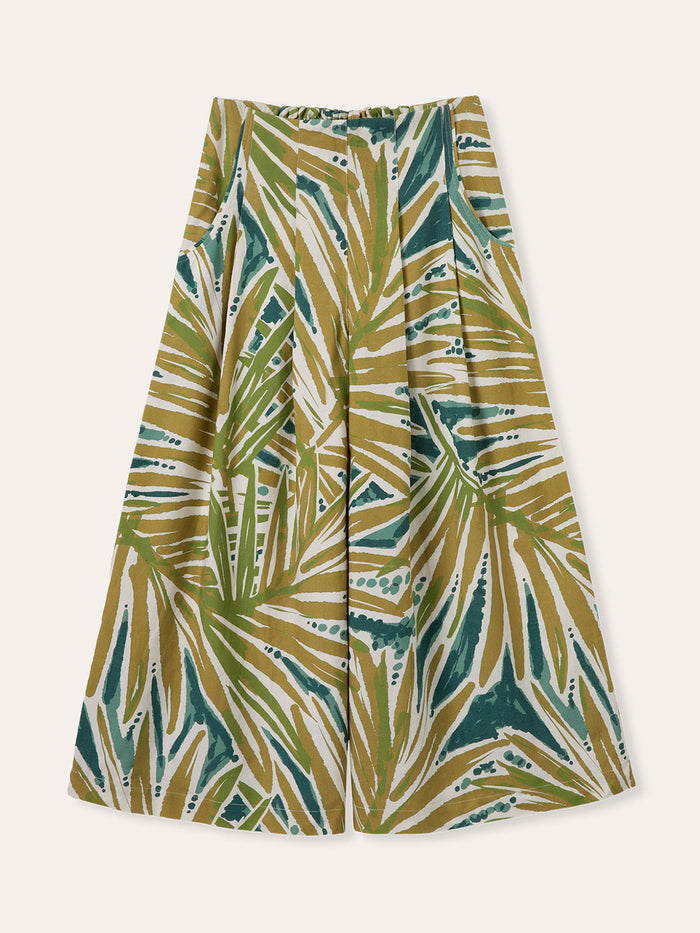 Linen Blend Palm Print Culottes