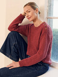 Linen Blend Slub Knit Button Detail Jumper