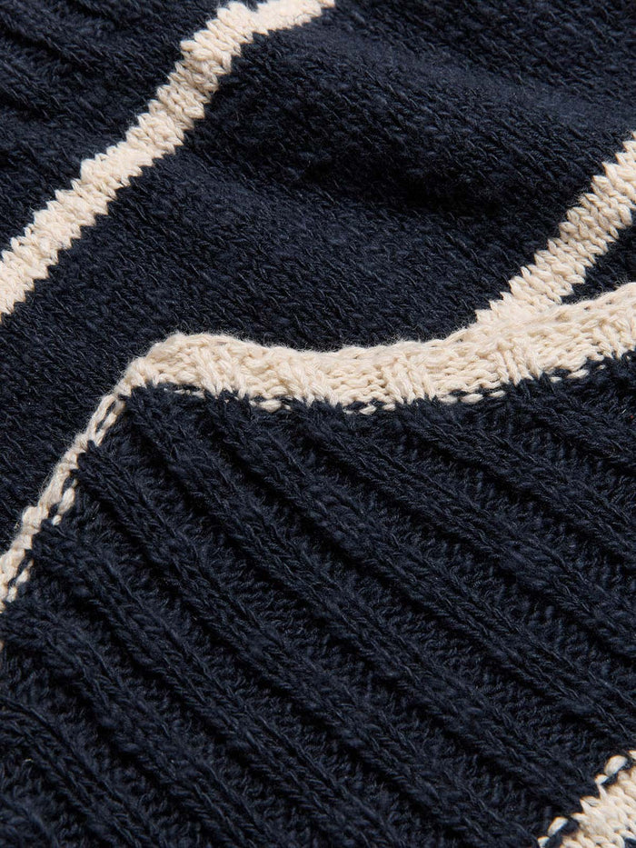 Linen Blend Stripe Boat Neck Jumper