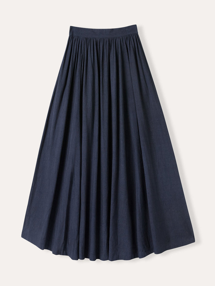 Linen Blend Woven Maxi Skirt