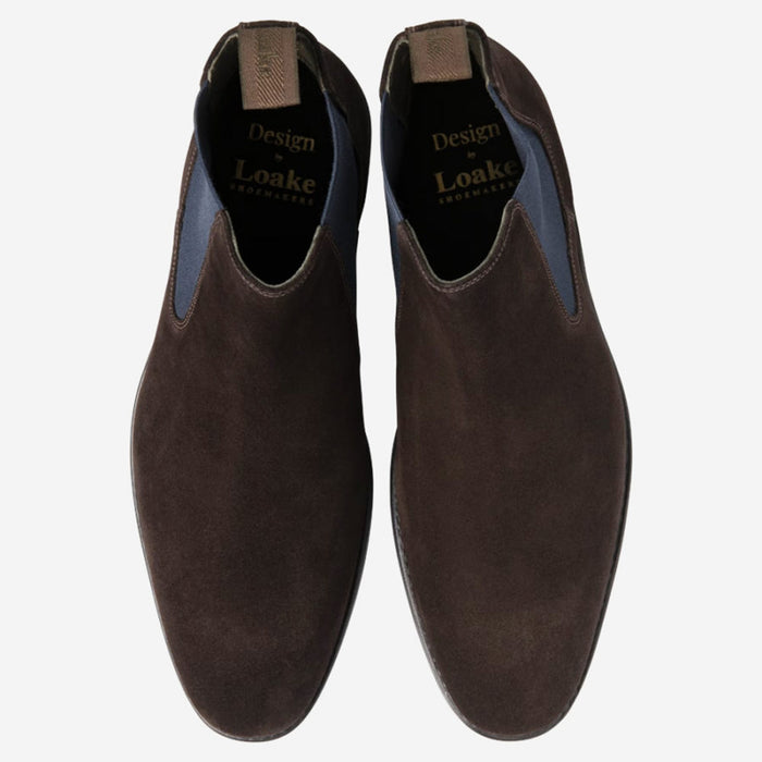Loake - Wareing Suede Chelsea Boots in Dark Brown - Nigel Clare