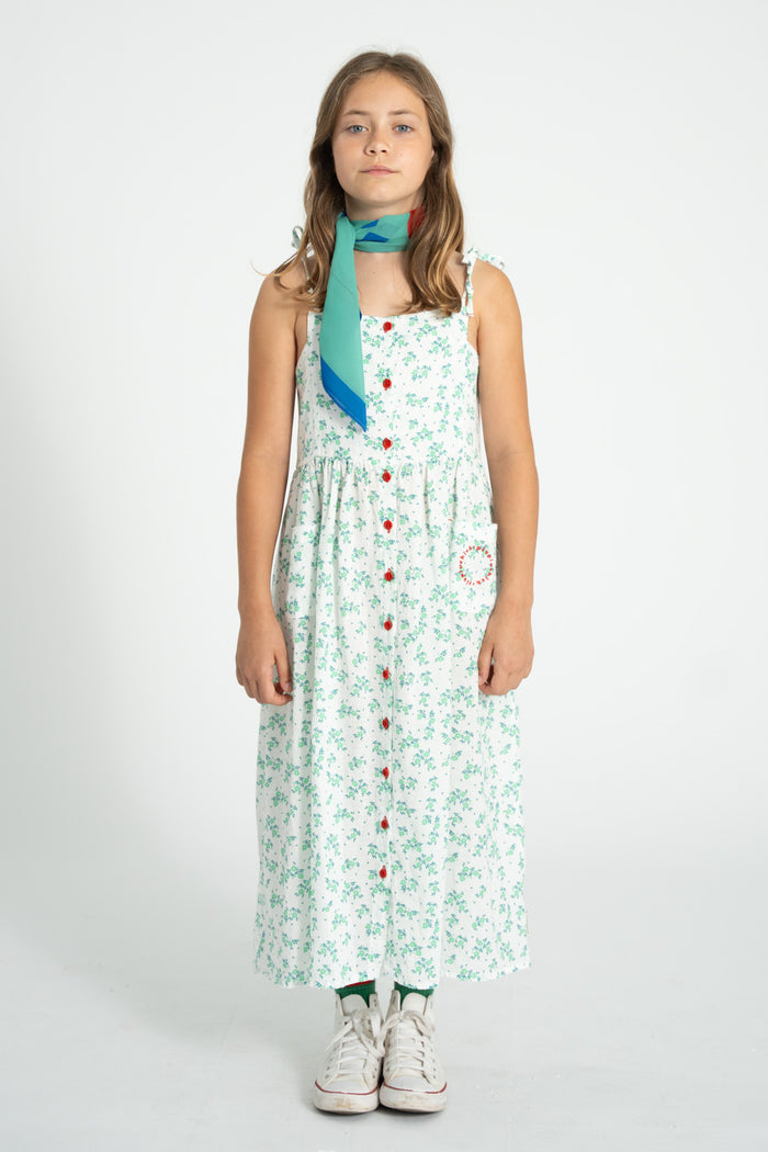 long dress | ecru w/ green flowers allover