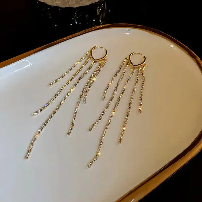 Diamond Long Fringe Rhinestone Earrings fashionnsio