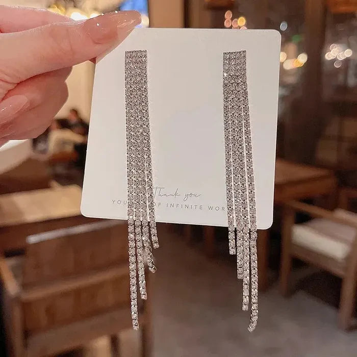 Diamond Long Fringed Rhinestone Earrings fashionnsio