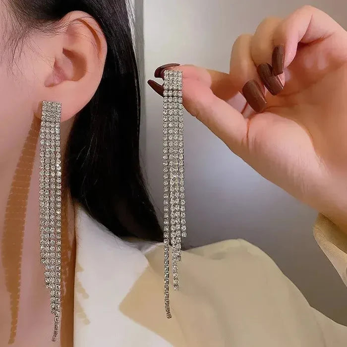 Diamond Long Fringed Rhinestone Earrings fashionnsio