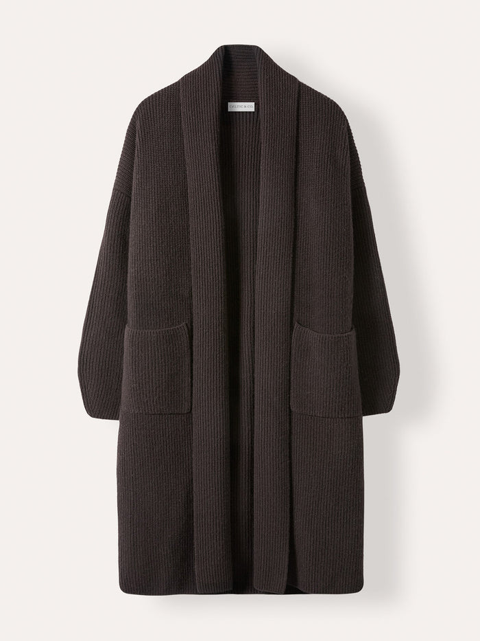 Longline Lambswool Rib Shawl Cardigan