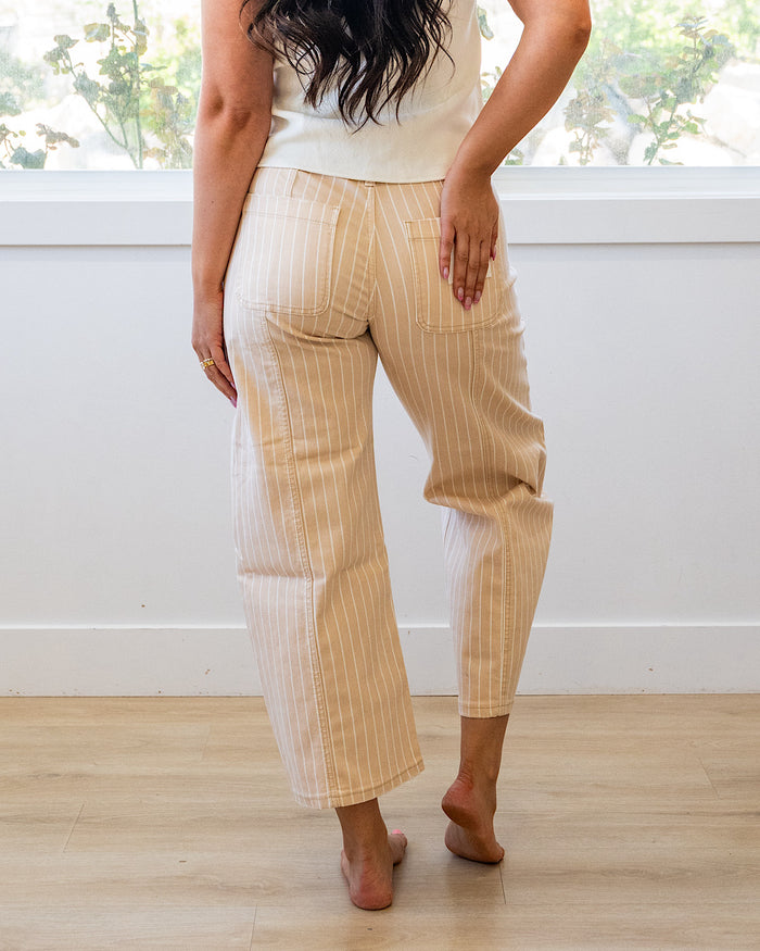 Lovervet Della Striped Barrel Jeans - Sand Lovervet