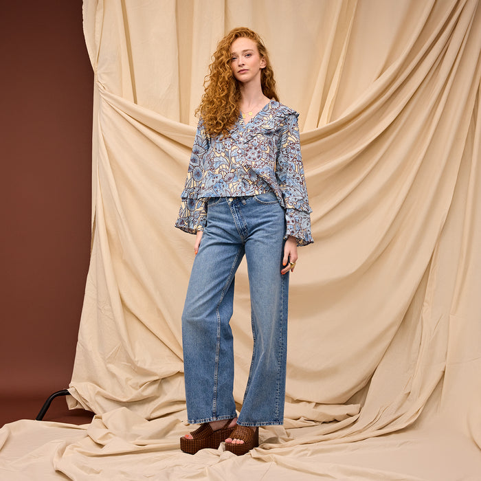 Lucia Frill Blouse - Cerulean