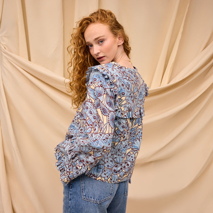 Lucia Frill Blouse - Cerulean