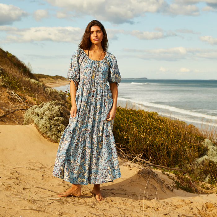 Lucia Tiered Maxi Dress - Cerulean