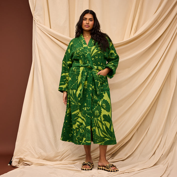 Lucia Towelling Robe - Kelp