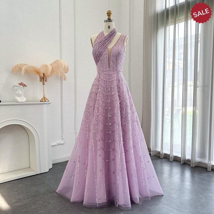 Luxury Beaded Lilac Evening Dresses for Women Wedding Party SS329