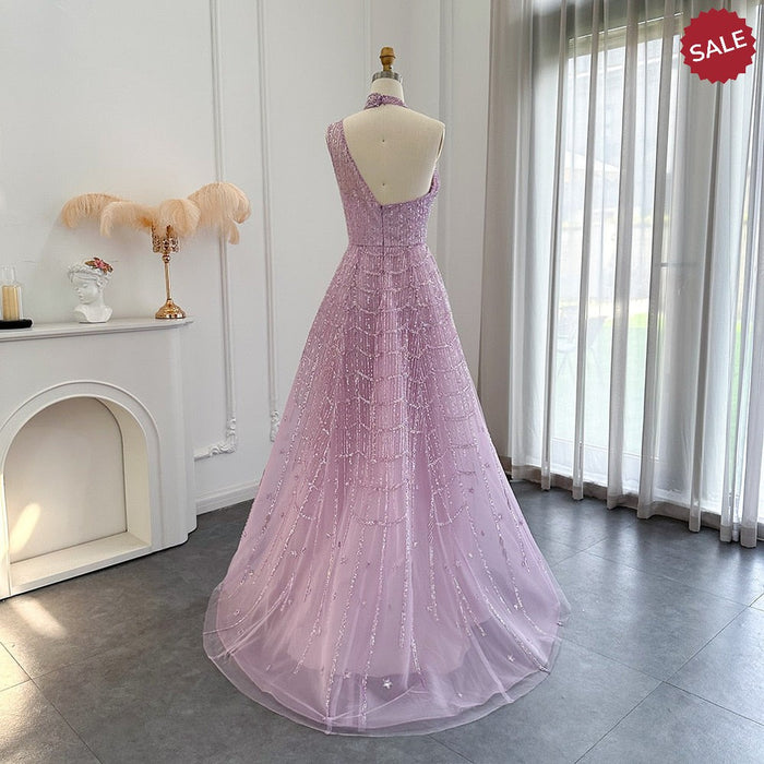 Luxury Beaded Lilac Evening Dresses for Women Wedding Party SS329