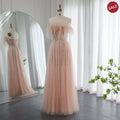 Dreamy Vow Luxury Dubai Black Feathers Evening Dresses for Women Wedding Party Elegant Long Pink Arabic Formal Prom Dress SS401-DreamyVow