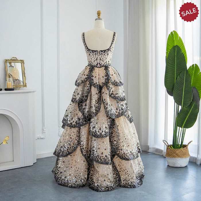 Dreamy Vow Luxury Dubai Evening Dresses 2023 Sparkly Sequin Tiered Ruffles Elegant Women Wedding Party Formal Gowns SS243-DreamyVow