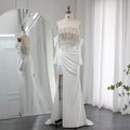 Luxury Dubai Mermaid White Evening Dress Sexy Scalloped SS416