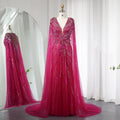 Luxury Dubai Sage Green Evening Dresses with Cape SS399