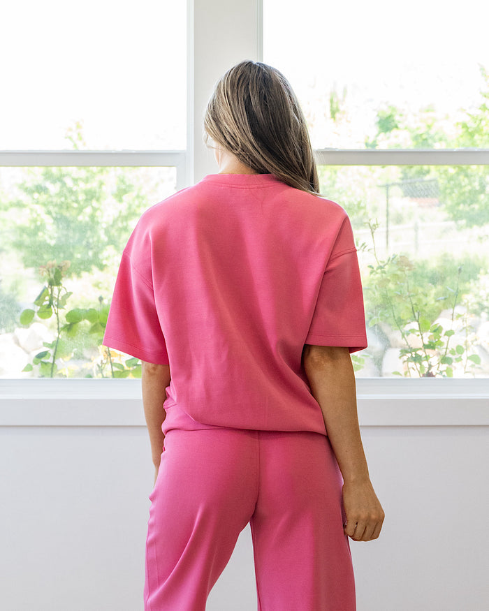 Macey Scuba Fabric Top - Brink Pink Rae Mode