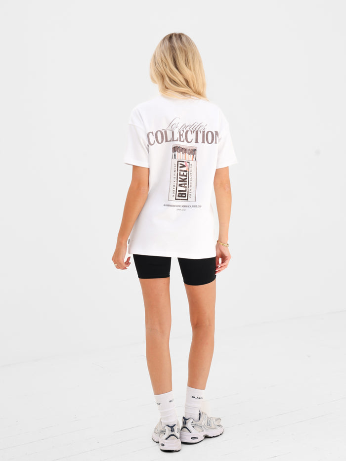 Macy Matchbox Print Oversized T-Shirt - White & Brown
