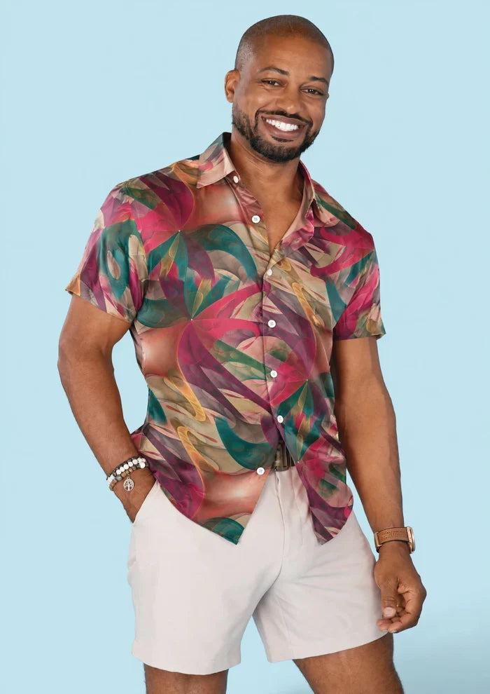 Magenta Swirl Silk Shirt - SARTORO