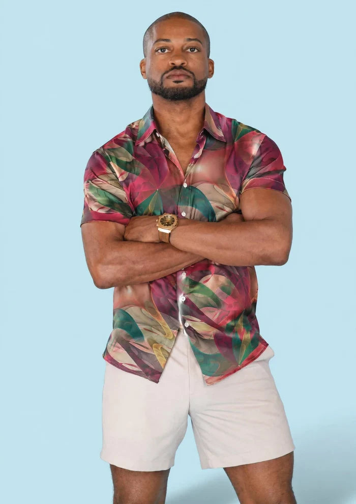 Magenta Swirl Silk Shirt - SARTORO