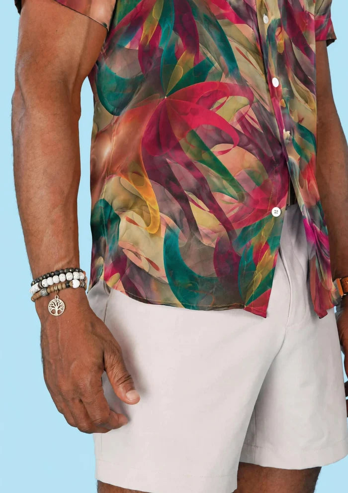 Magenta Swirl Silk Shirt - SARTORO