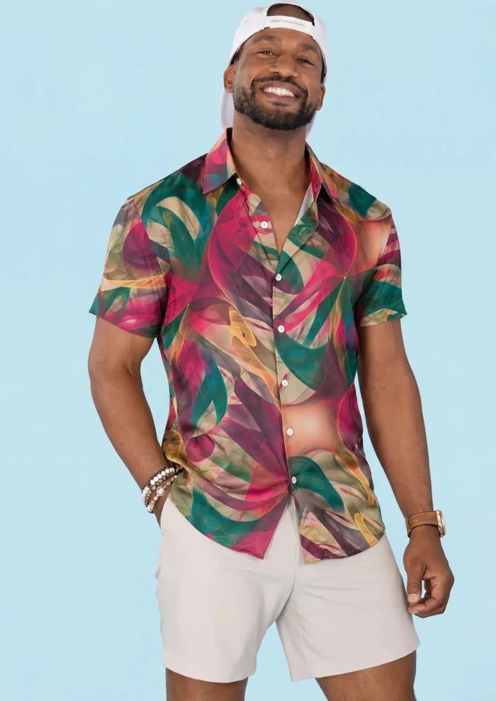 Magenta Swirl Silk Shirt - SARTORO