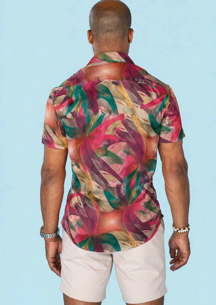 Magenta Swirl Silk Shirt - SARTORO