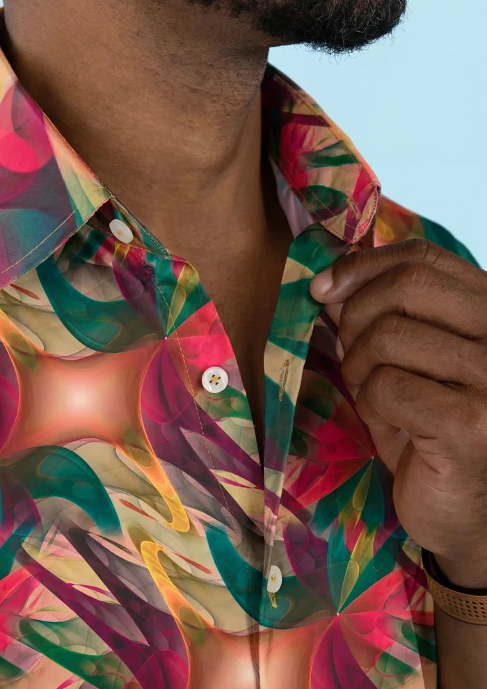 Magenta Swirl Silk Shirt - SARTORO