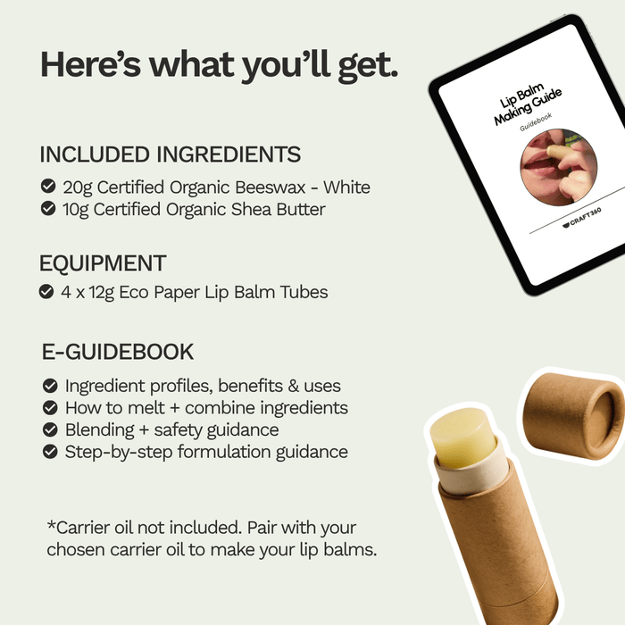 Make 4 x Natural Lip Balms + Recipe (Needs 25ml Carrier Oil)