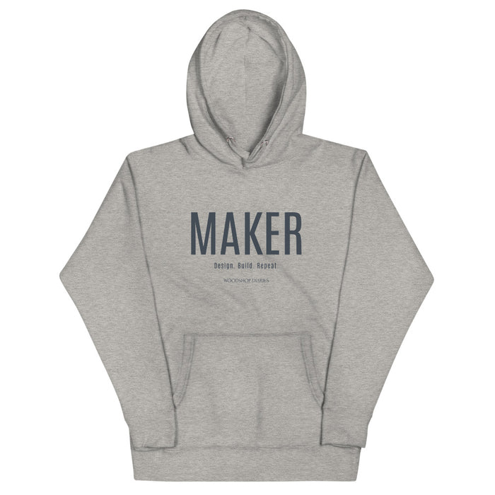 MAKER Design. Build. Repeat. Hoodie with Dark Lettering